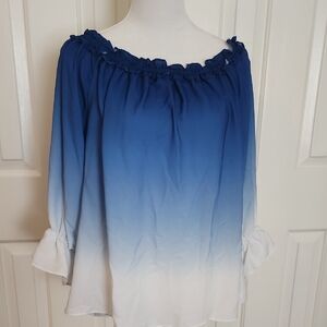 Women's Blue Ombre Off-Shoulder Top